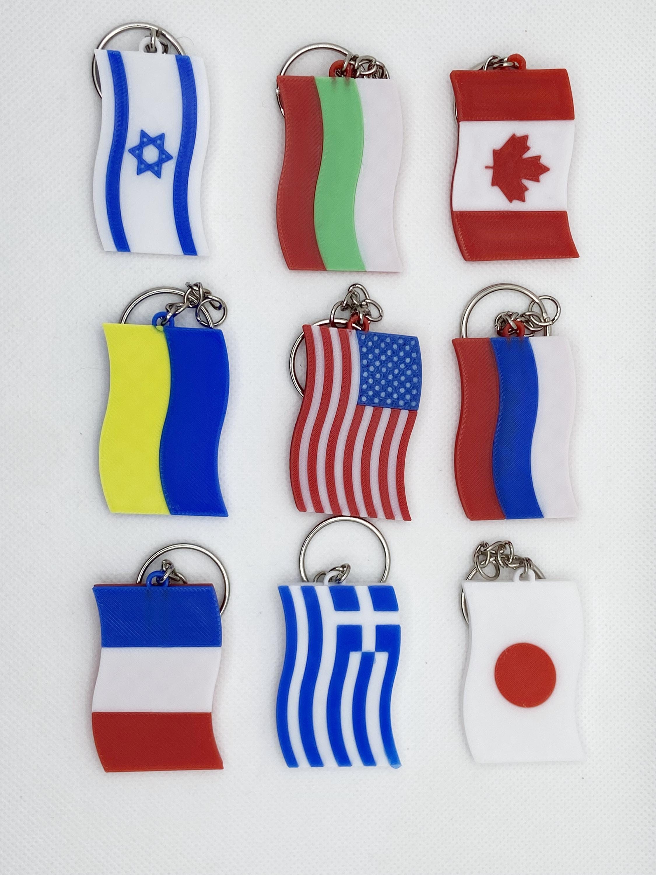 National Flag Keychain Set - Pick Any 6, Travel Souvenir